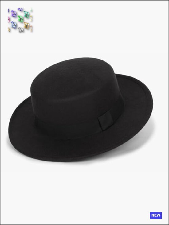 Pork Pie Fedora Hat Wide Brim Felt Flat Top Boater Unisex Classic main image 3